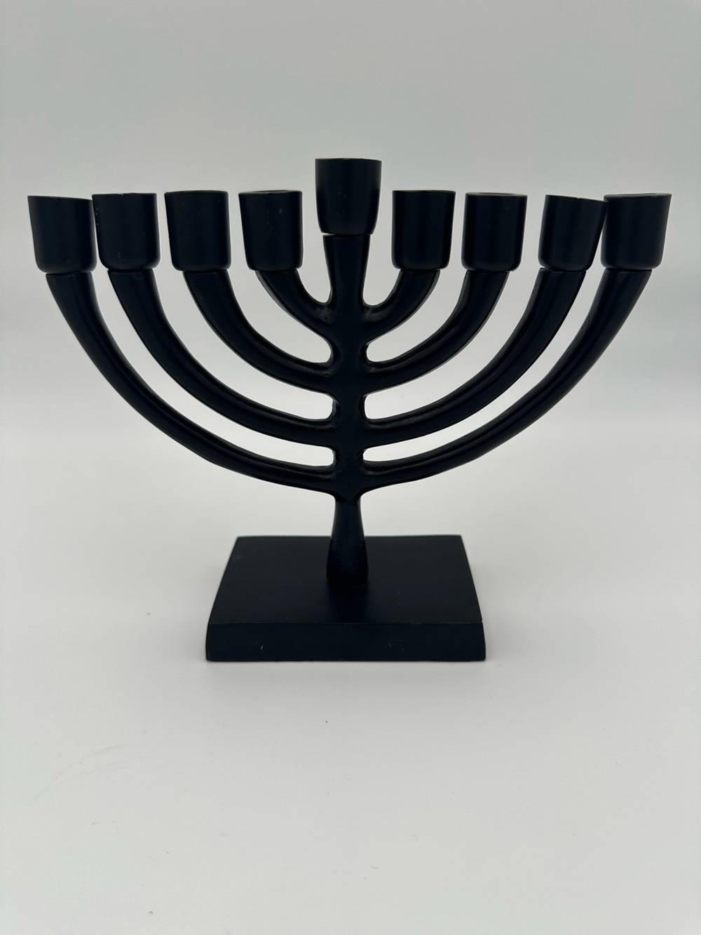 Black Metal Menorah 9 Branch Candle Holder